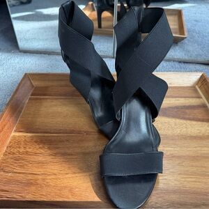 Marc Fisher Black Stretch Strappy Heels